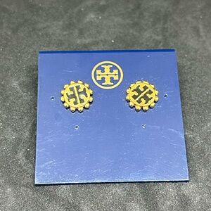 Tory Burch Winslow Logo Post Earrings - Black/Gold